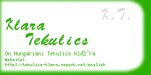 klara tekulics business card